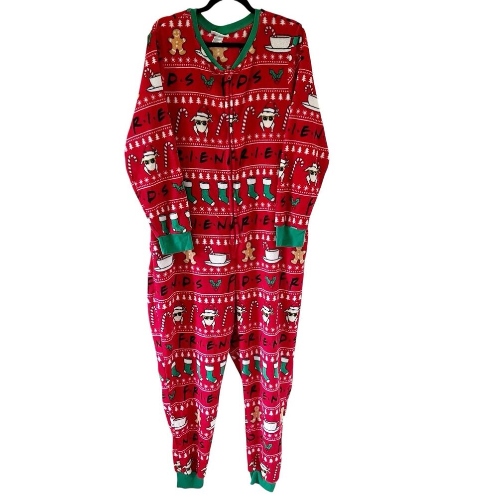 Friends Christmas Pajamas Womens Plus Size 3X One Piece Union Suit Back Flap